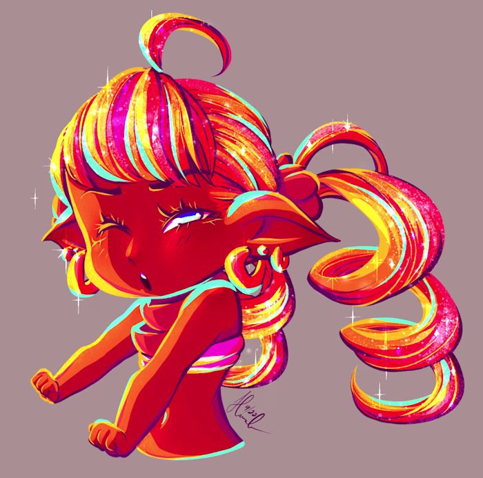 Practicing a Hyperpop coloring style