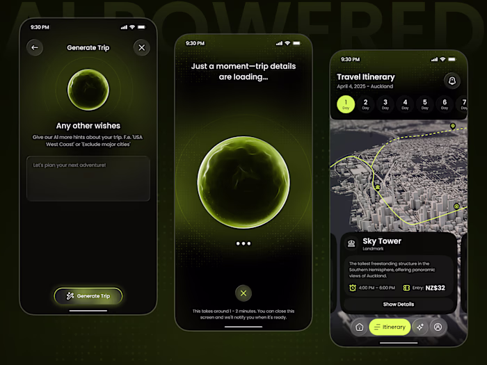 AI-Powered Travel Planner Mobile App Design