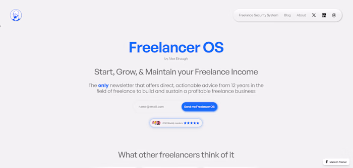 Landing Page for Freelance Expert Alex Elnaugh