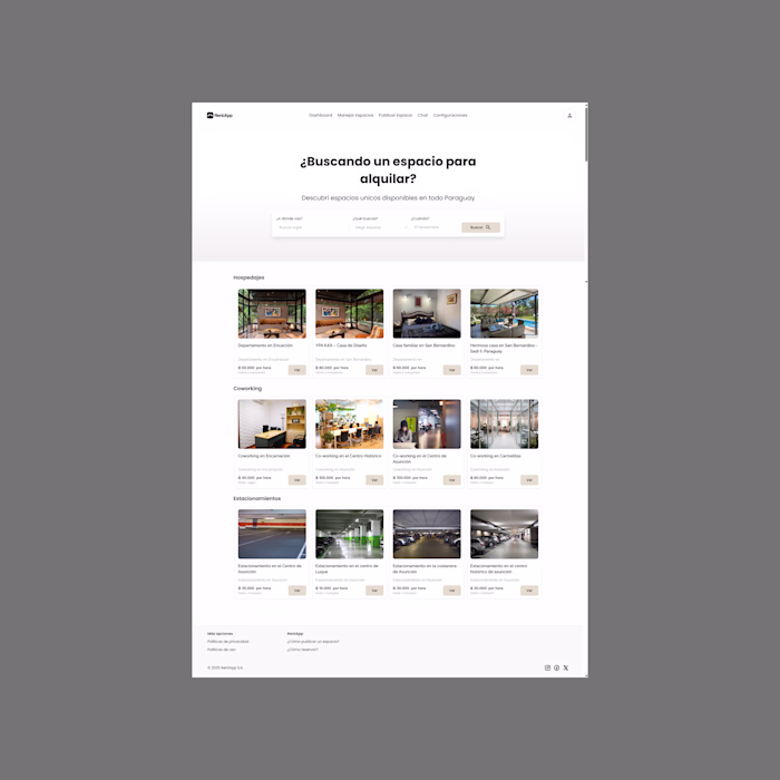 Working on the design of a marketplace for space rentals mad...