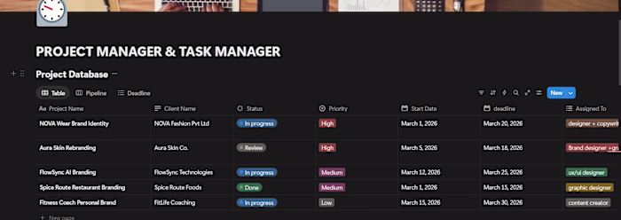 notion project & task manager