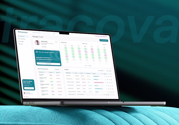 Tracova : Finance Management for Freelancers Profile page