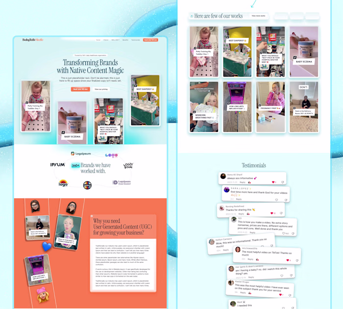 Playful & Pro Landing Page For UGC Content Agency