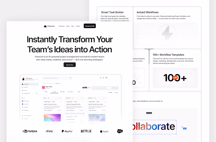 Flowcore AI - Landing Page Design