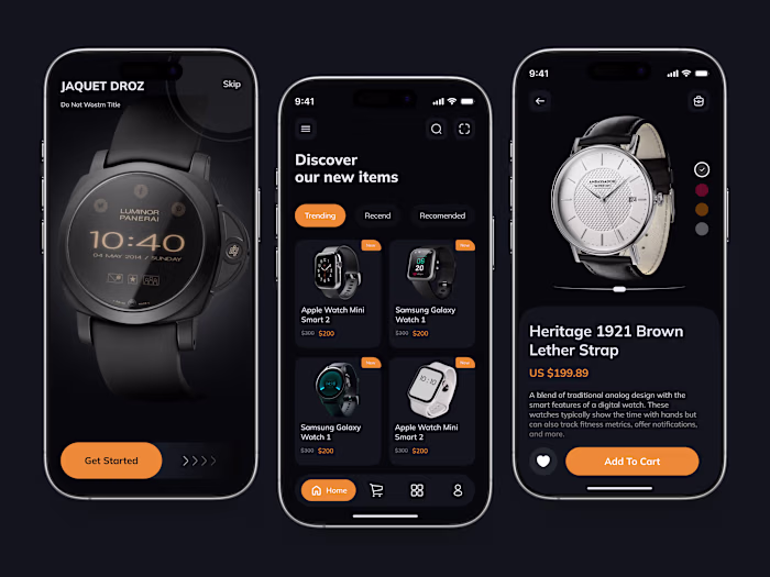 Dark-Mode E-commerce UI for Luxury Watches