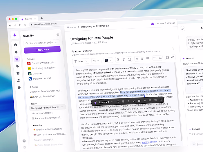 Notelify - Text Editor Dashboard