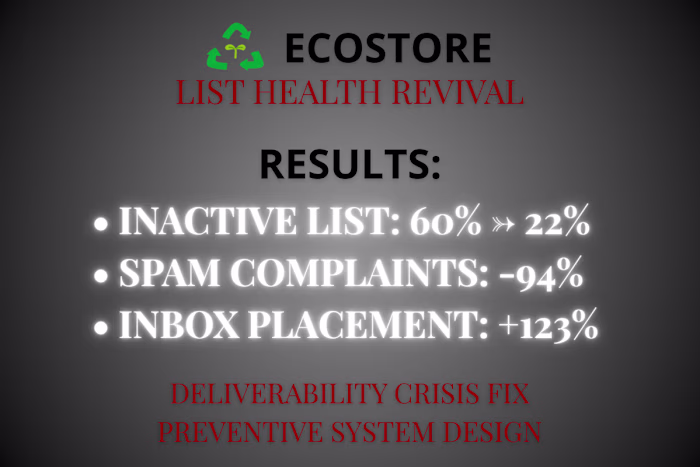 Email List Health & Deliverability Revival for EcoStore (E-com)