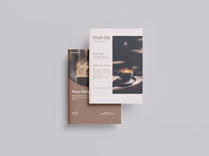 Brochure design for a cafe brand. “A minimal, modern brochur...