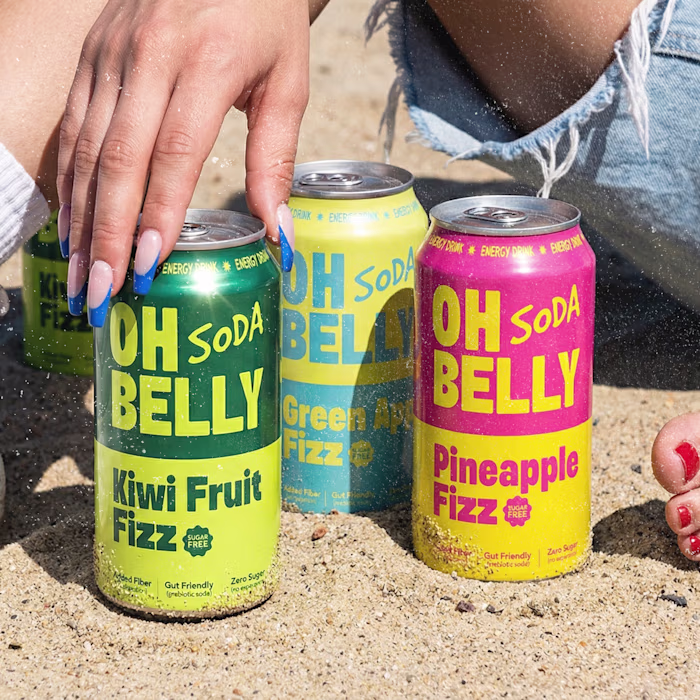 OH BELLY – Playful Soda Can Packaging Design. Playful soda c...
