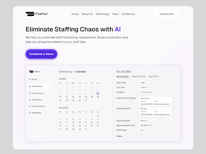 Flowport AI Landing Page Design