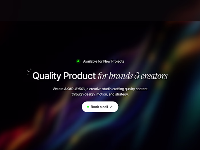 Akar Motion Studio Landing Page Design