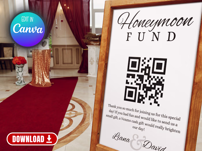 Honeymoon Fund QR Code Sign