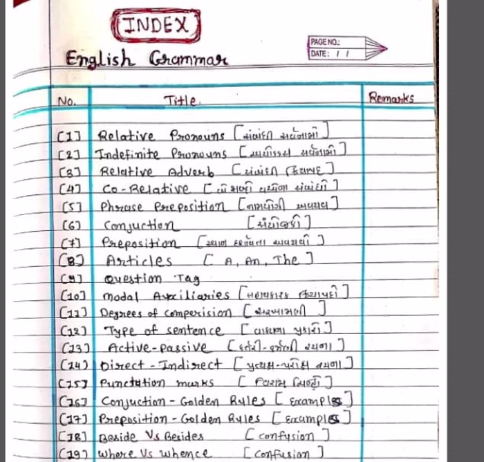 I create a hand written book of english grammer