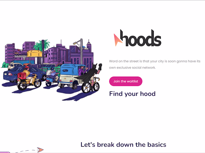 Hoods Landing Page