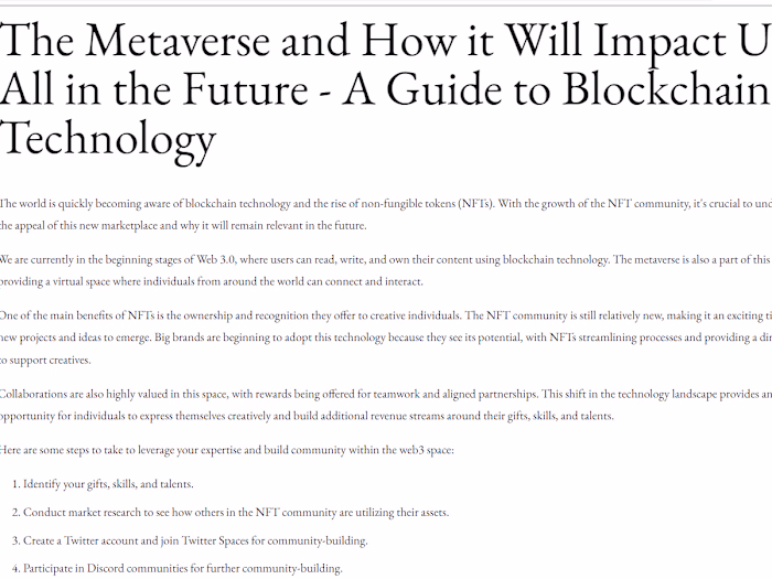 NFT-related Copywriter