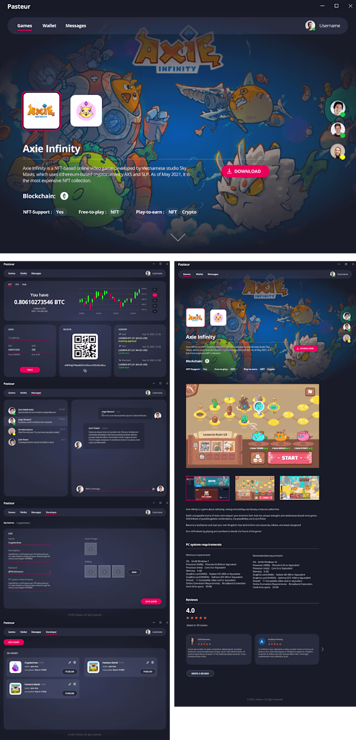 Pasteur: Cryptogames Launcher & Wallet