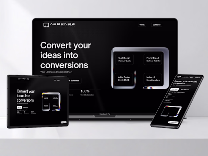 Responsive Framer Hero Screen Design for ADBONDZ AGENCY 
