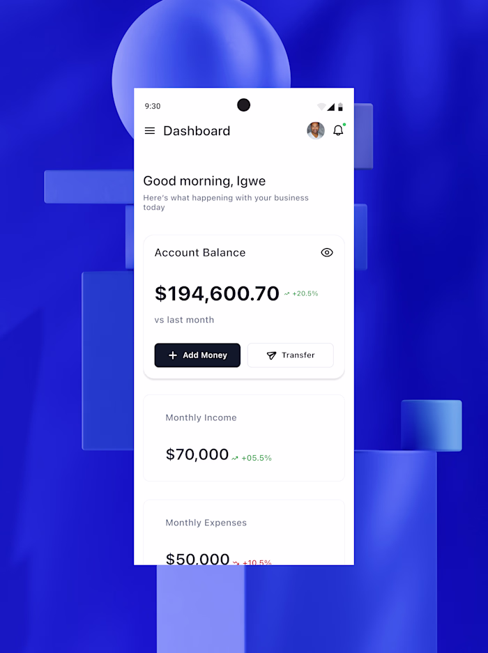 This mobile dashboard is the responsive version of the Neon ...