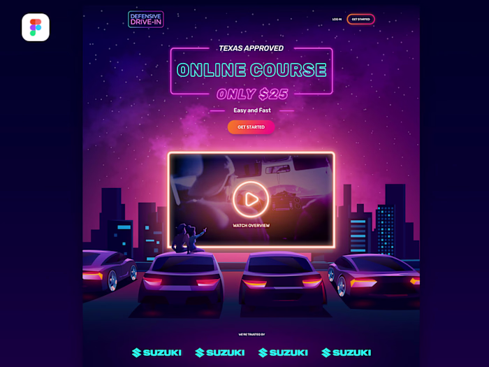 Defensive Drive-In Online Course Landing page