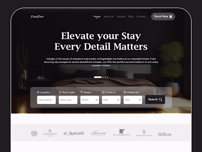 FindInn - Location-Based Hotel Booking Platform UI/UX Design