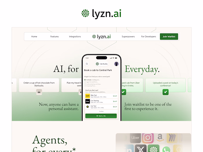 Branding, Product and Landing Page for Lyzn AI