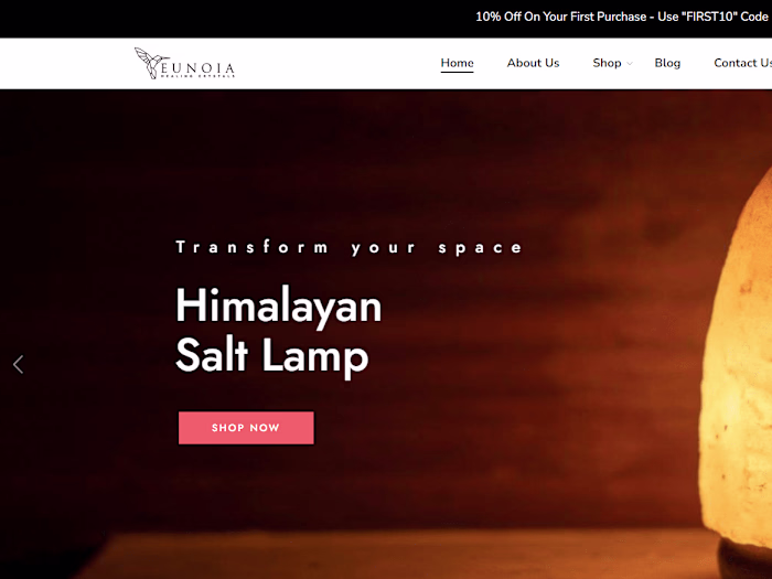 Eunoia Healing Crystals Ecommerce Website