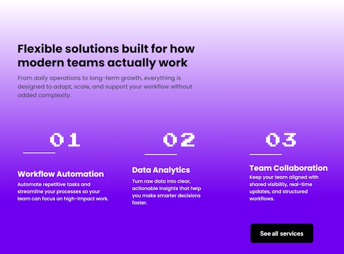 Services section design