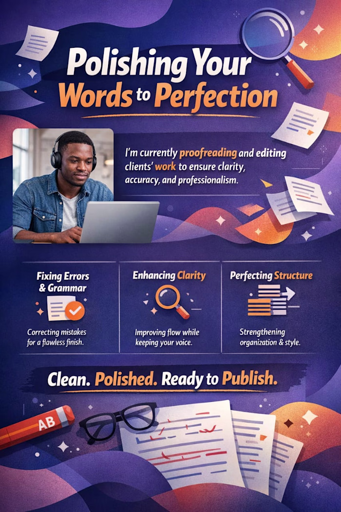 I'm currently proofreading and editing clients' work to ensu...