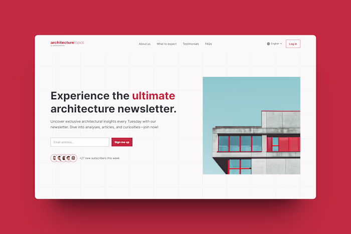 Architecture Newsletter Website Hero Section Redesign