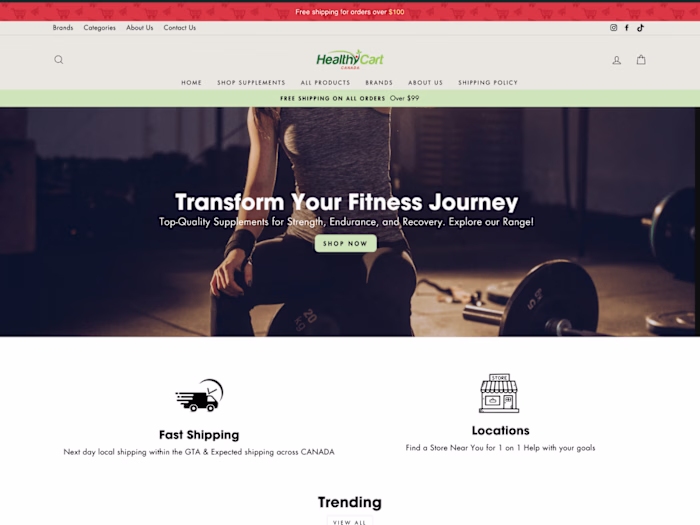 Shopify Store Design for Healthy Cart Canada