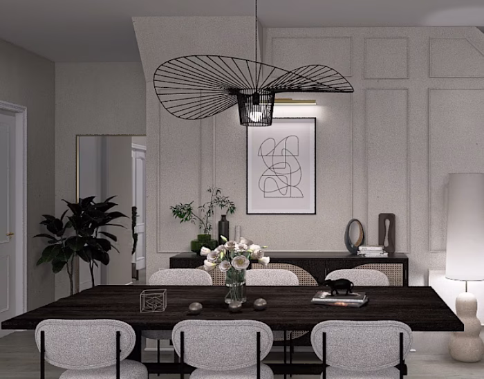 Organic Modern Living, Dining and Powder Room design on Behance