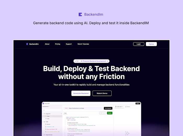 BackendIM: AI-Powered Backend Development Platform