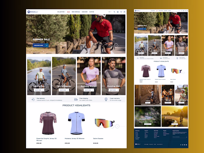 Sports wear shopify store design