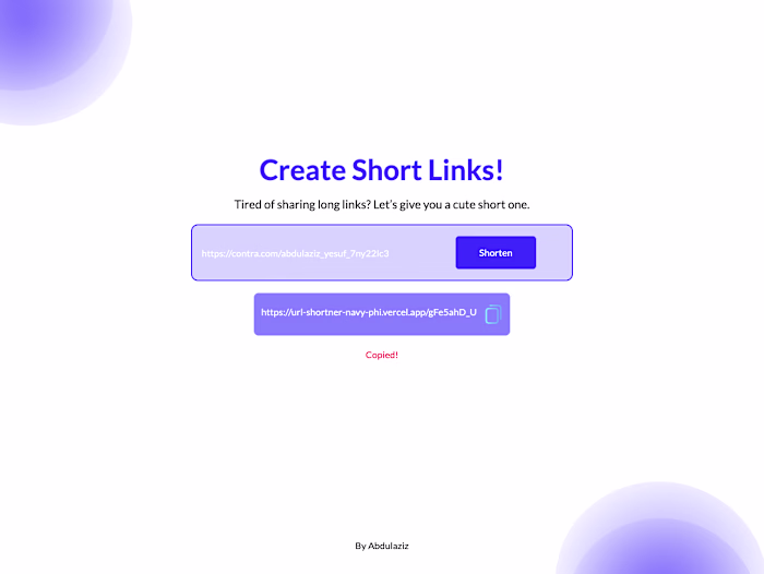 Personal URL Shortener Project