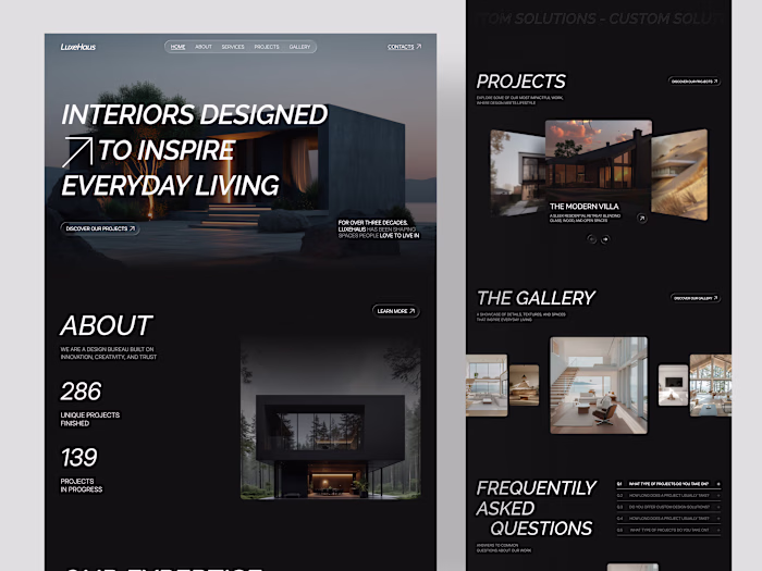 LuxeHaus – Minimal Interior Design Landing Page