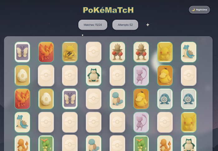 PoKéMaTcH: A Minimalist Pokémon Memory Game