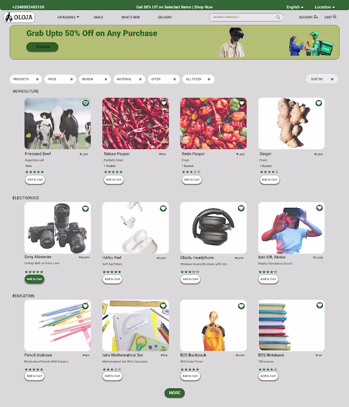 e-Commerce website Oloja | Behance