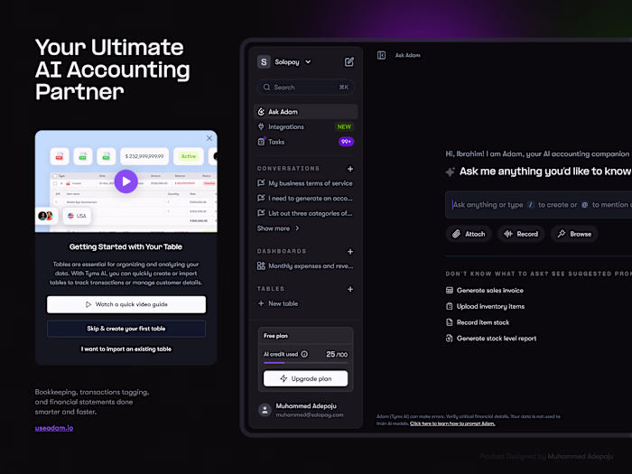 Tyms AI UX & UI Web Application Design
