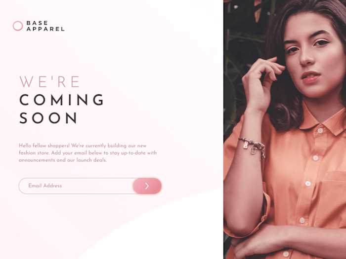 Frontend Mentor | Base Apparel coming soon page