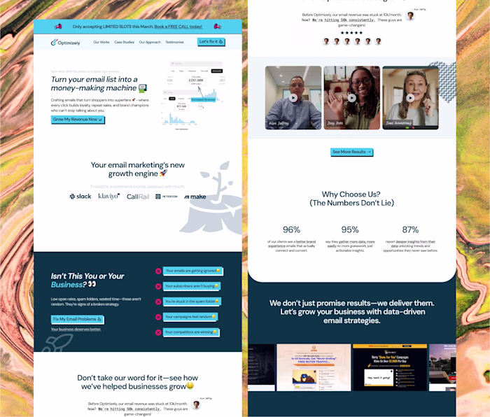 Email Marketing Website Design for Optimizely