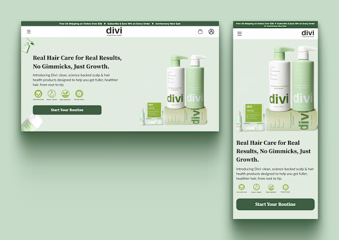 Desktop and Mobile optimized hero