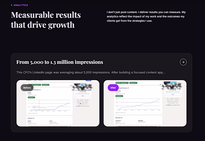 Worked on a personal website for a social media manager. Pow...