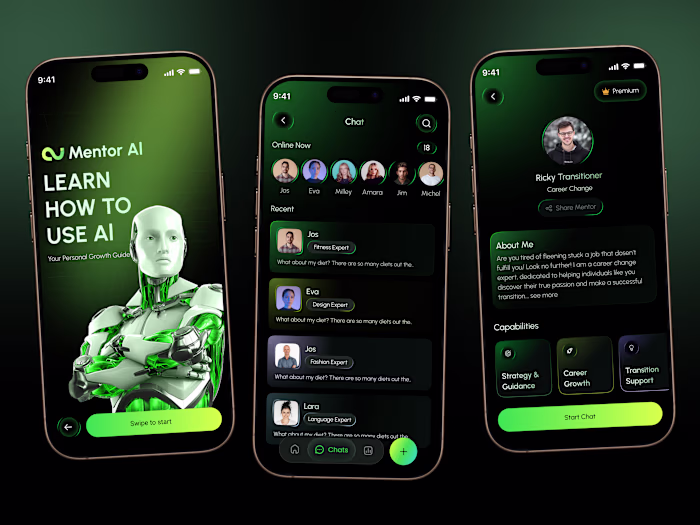 Mentor AI – Smart Learning & Chatbot Mobile App UI/UX Hello,...