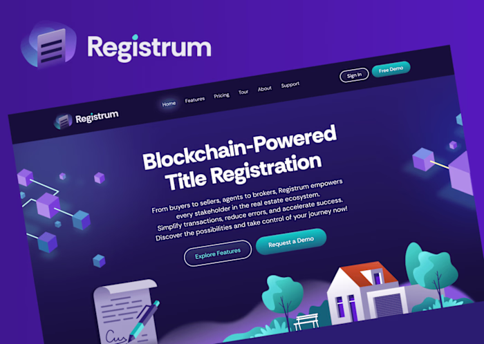 Registrum blockchain landing page 