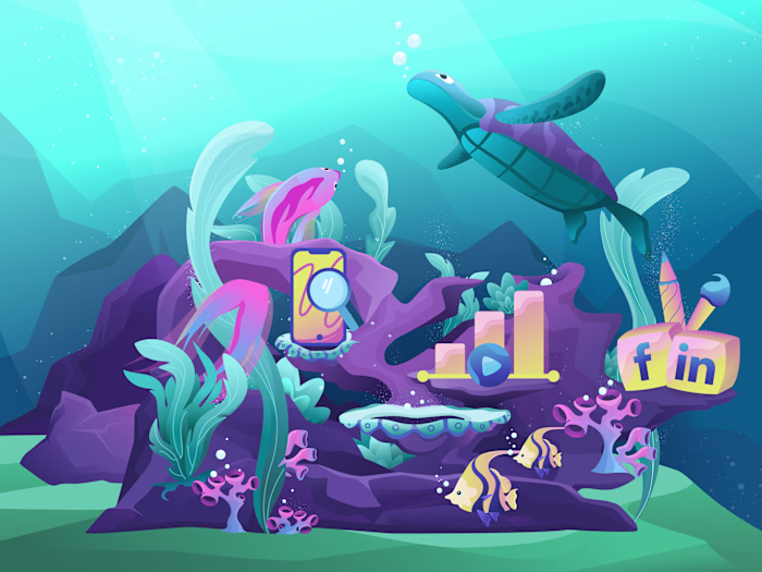 Illustration for the main page of Symbiosis marketing agency web