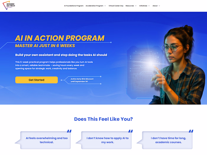 Landing page design for course