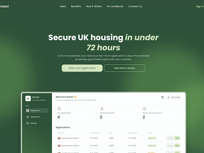 Humoni - secure housing in under 72 hours
