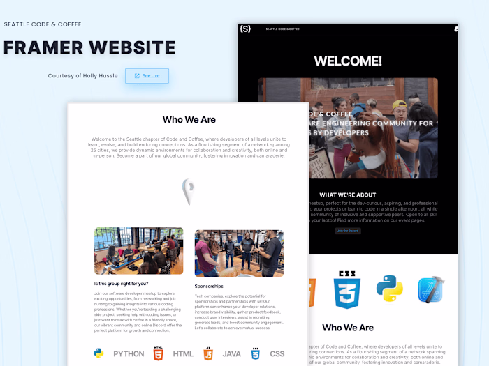 Framer Landing Page - Seattle Code & Coffee 