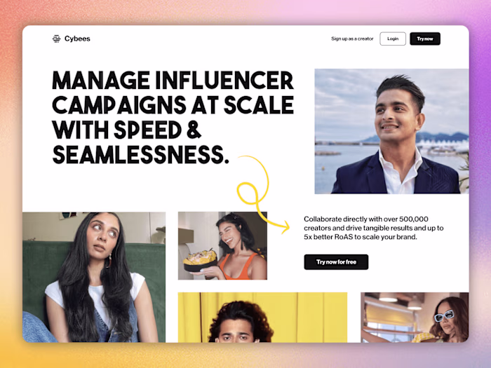 Framer Landing Page for Cybees, Influencer Marketing Marketplace