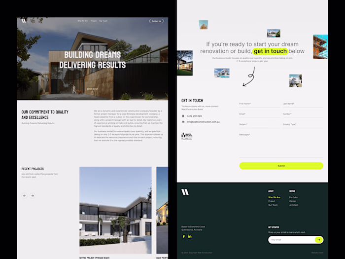 Walt Construction - Landing Page